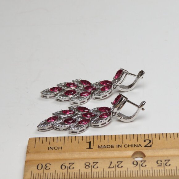 *Sterling Silver Diamond Ruby Earring - Picture 4 of 4